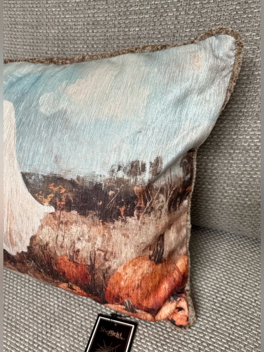 🍁 Sheffield Home Ghost & Pumpkin Patch Decorative Throw Pillow NWT
